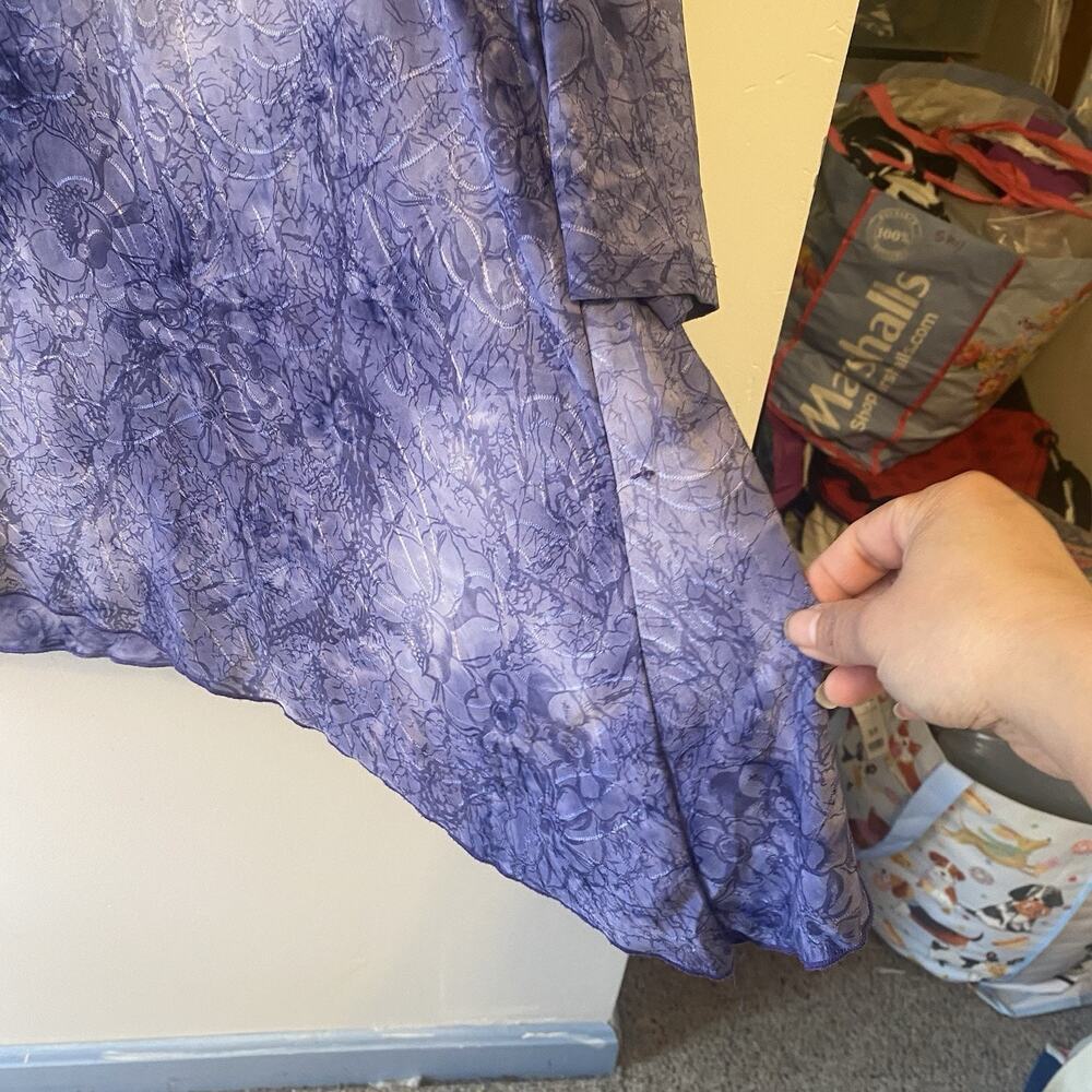 CB Established 1962 Womens 2X Blouse Top Purple Floral Asymmetrical Whimsy Artsy - Picture 9 of 10